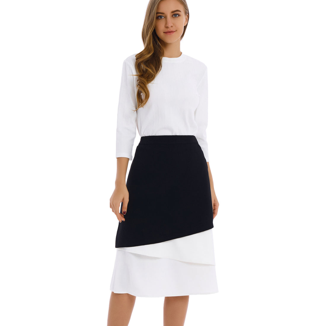 Contrast White Fabric Midi Skirt - figaliciousfood